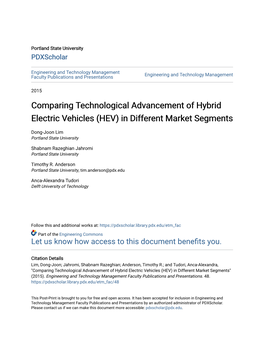 Comparing Technological Advancement of Hybrid Electric Vehicles (HEV) in Different Market Segments