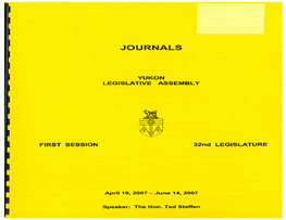 Journals of the Yukon Legislative Assembly First Session of the 32Nd