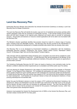 Land Use Recovery Plan