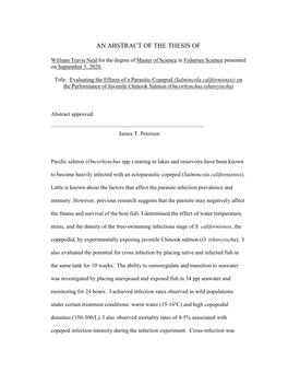 An Abstract of the Thesis Of