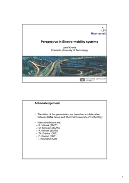 Perspective in Electro-Mobility Systems