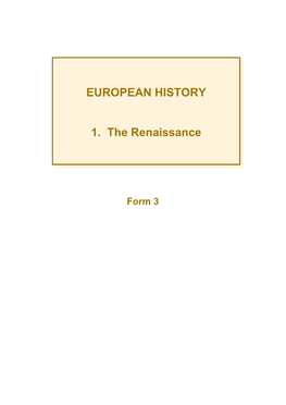 Unit 1: the Renaissance