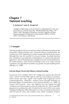 Nutrient Leaching