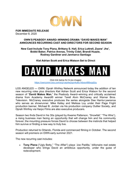 David Makes Man” Announces Recurring Cast and Directors for Second Season