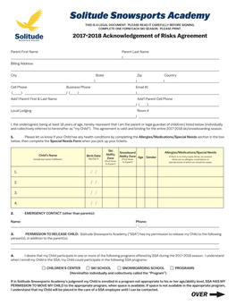 Solitude Snowsports Academy THIS IS a LEGAL DOCUMENT