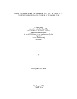 Public Diplomacy for the Nuclear Age: the United States, the United Kingdom, and the End of the Cold War