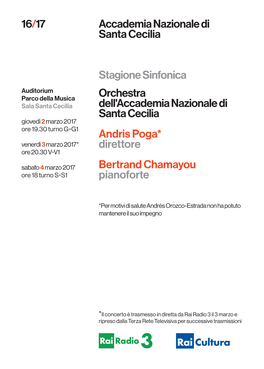 16/17 Accademia Nazionale Di Santa Cecilia