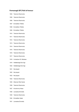 Fermanagh SFC Roll of Honour