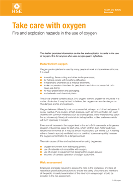 Take Care with Oxygen Fire and Explosion Hazards in the Use of Oxygen