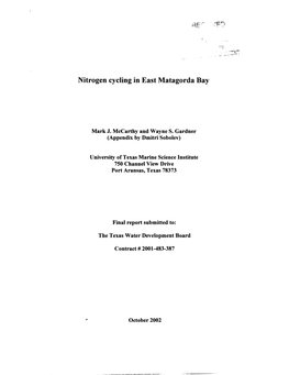 Nitrogen Cycling in East Matagorda Bay