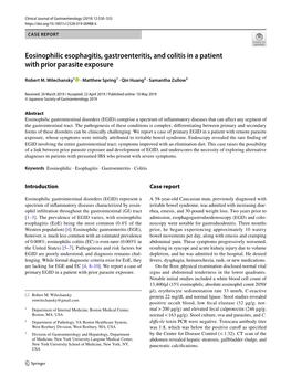 Eosinophilic Esophagitis, Gastroenteritis, and Colitis in a Patient with Prior Parasite Exposure