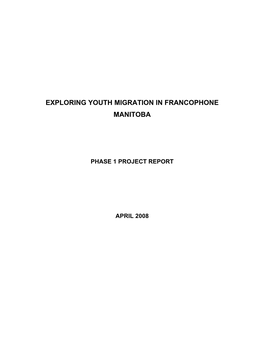 Exploring Youth Migration in Francophone Manitoba