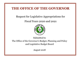 FY2020-21 Legislative Appropriation Request