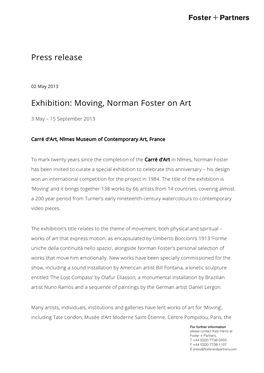 Press Release Exhibition: Moving, Norman Foster On