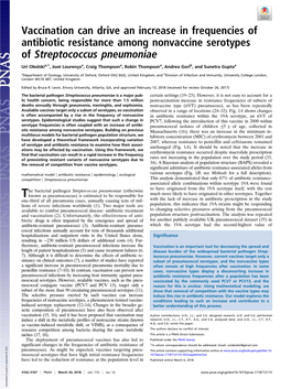 Vaccination Can Drive an Increase in Frequencies of Antibiotic Resistance Among Nonvaccine Serotypes of Streptococcus Pneumoniae