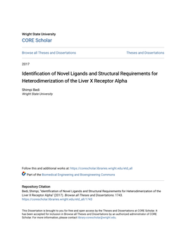 Identification of Novel Ligands and Structural Requirements for Heterodimerization of the Liver X Receptor Alpha