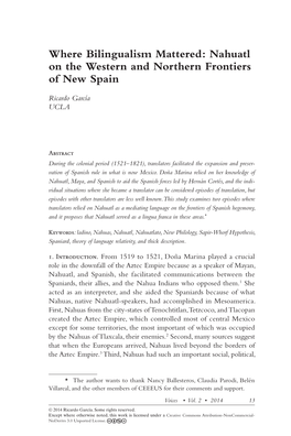 Nahuatl on the Western and Northern Frontiers of New Spain