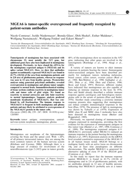 MGEA6 Is Tumor-Specific Overexpressed and Frequently