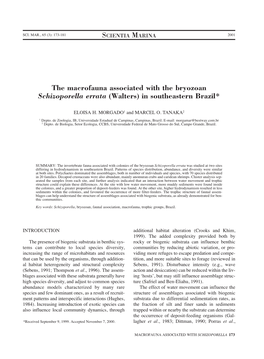 The Macrofauna Associated with the Bryozoan Schizoporella Errata (Walters) in Southeastern Brazil*