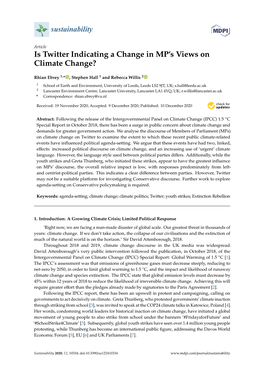 Is Twitter Indicating a Change in MP's Views on Climate Change?