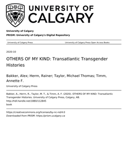 OTHERS of MY KIND: Transatlantic Transgender Histories