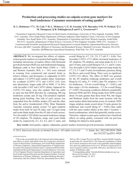 Production and Processing Studies on Calpain-System Gene Markers for Beef Tenderness: Consumer Assessments of Eating Quality1