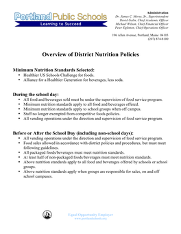 Overview of Nutrition Policies