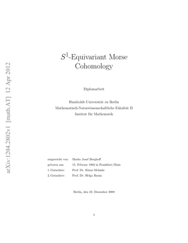 S -Equivariant Morse Cohomology Groups (With Z2-Coeﬃcients) Are Deﬁned As