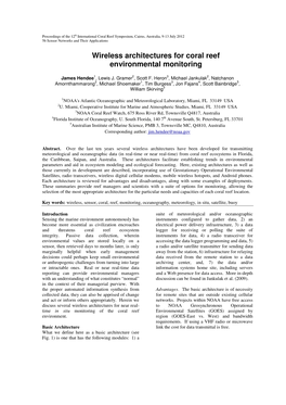 Wireless Architectures for Coral Reef Environmental Monitoring