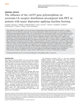 The Influence of the Rs6295 Gene Polymorphism on Serotonin-1A