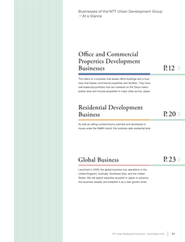 Annual Report 2015 11 Office and Commercial Properties Development Businesses