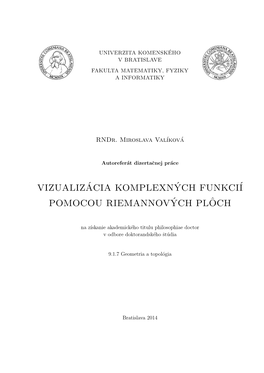 Vizualiz´Acia Komplexn´Ych Funkci´I Pomocou Riemannov