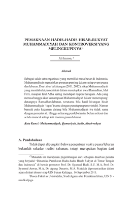 Pemaknaan Hadis-Hadis Hisab-Rukyat Muhammadiyah Dan Kontroversi Yang Melingkupinya1♦