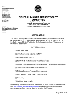 NT 9/10/2013 Central Indiana Transit Study Committee