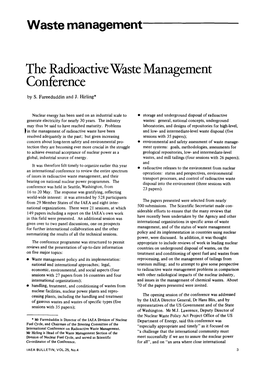 The Radioactive Waste Management Conference by S