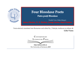 Lidia Vianu Translates: Four Bloodaxe Poets