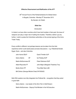 Effective Disarmament and Ratification of the ATT 35Th Annual