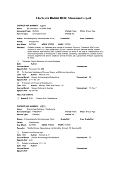 Chichester District HER: Monument Report