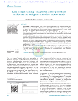 Diagnostic Aid for Potentially Malignant and Malignant Disorders: a Pilot Study