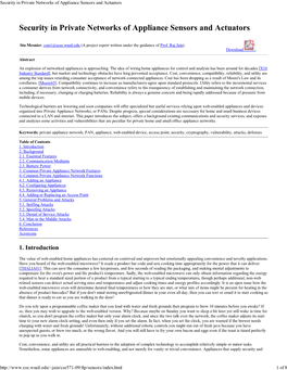 Security in Private Networks of Appliance Sensors and Actuators