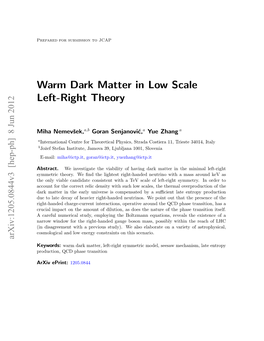 Warm Dark Matter in Low Scale Left-Right Theory