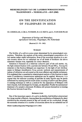 On the Identification of Feldspars in Soils