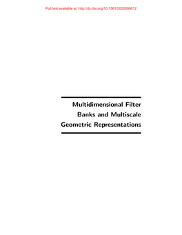 Multidimensional Filter Banks and Multiscale Geometric Representations Full Text Available At