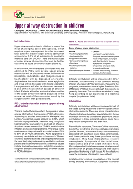 Upper Airway Obstruction in Children