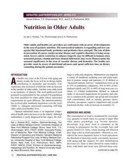 Nutrition in Older Adults