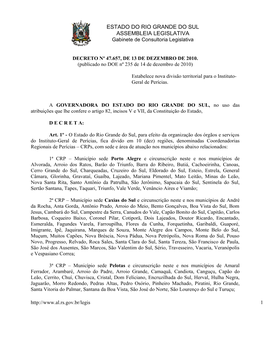 Decreto Nº 47.657, De 13 De Dezembro De 2010