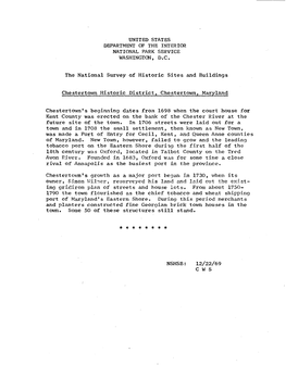 The National Survey of Historic Sites and Buildings Chestertown Historic District, Chestertown,Marviand Chestertown's Beginning