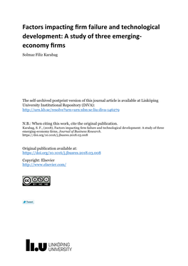 Factors Impacting Firm Failure and Technological Development: a Study of Three Emerging-Economy Firms