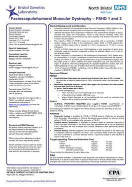 Facioscapulohumeral Muscular Dystrophy (FSHD) Service At