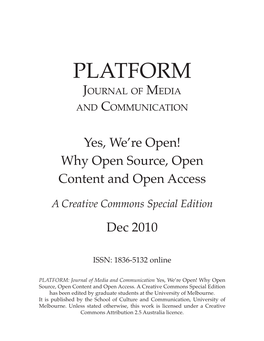 Platform – Journal of Media and Communication